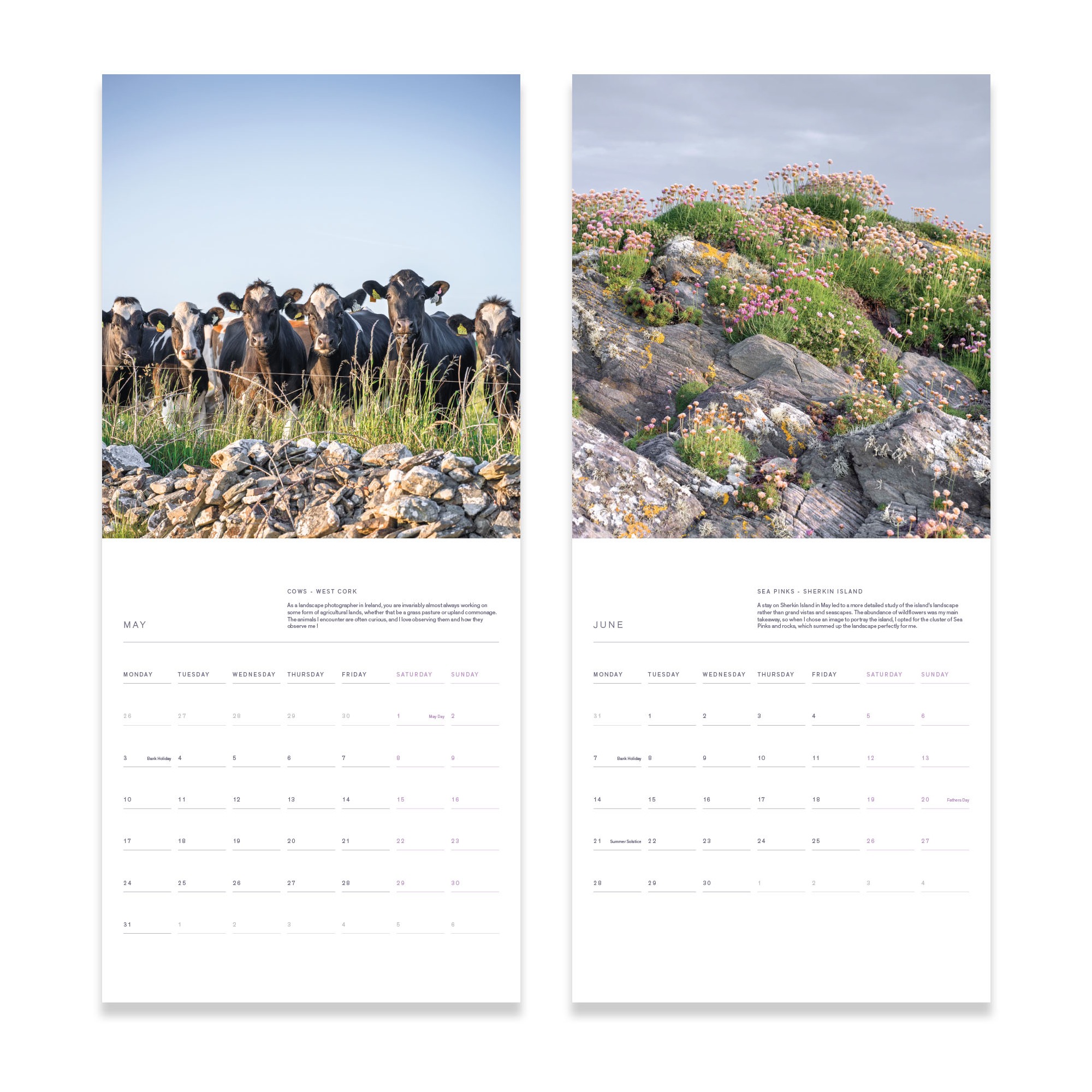 Irish Landscape Calendar 2027 – May and June pages