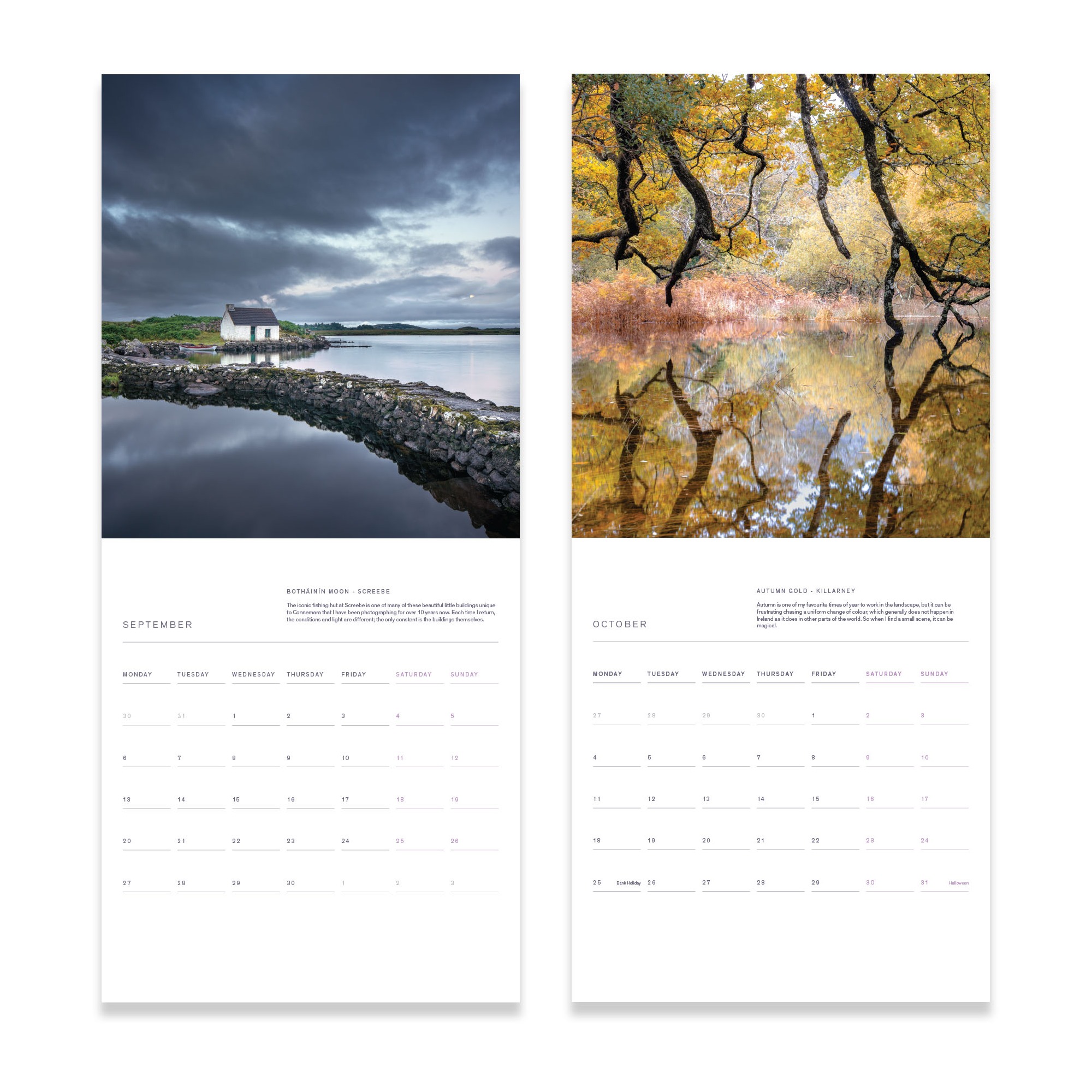 Irish Landscape Calendar 2027 – September and October pages